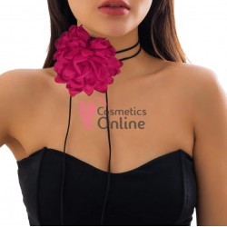 Floare cu snur pentru decor gat sau mana PRL51CC Trandafiriu